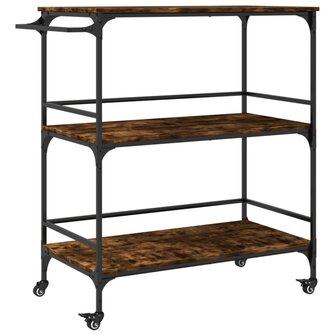 Keukentrolley 100,5x50x105 cm bewerkt hout gerookt eikenkleurig 2