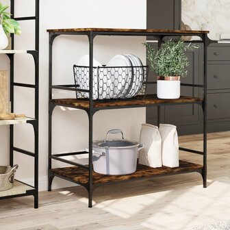 Keukentrolley 100,5x50x105 cm bewerkt hout gerookt eikenkleurig 3