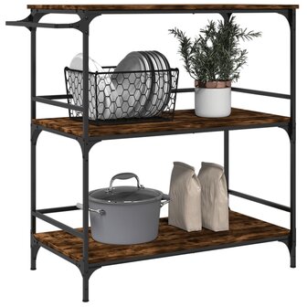 Keukentrolley 100,5x50x105 cm bewerkt hout gerookt eikenkleurig 6