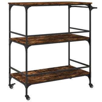 Keukentrolley 100,5x50x105 cm bewerkt hout gerookt eikenkleurig 9