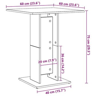 Bistrotafel 60x60x75 cm bewerkt hout oud houtkleurig 9
