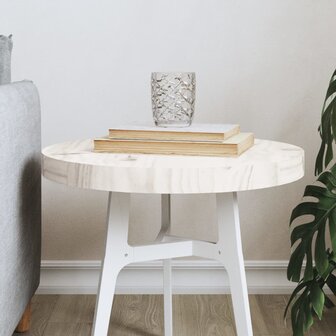Tafelblad rond &Oslash;40x3 cm massief grenenhout wit 1