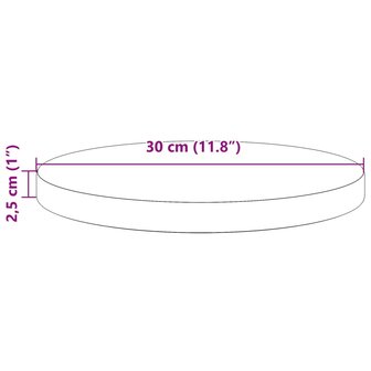 Tafelblad rond &Oslash;30x2,5 cm massief grenenhout wasbruin 7