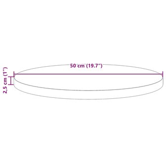 Tafelblad rond &Oslash;50x2,5 cm massief grenenhout wasbruin 7