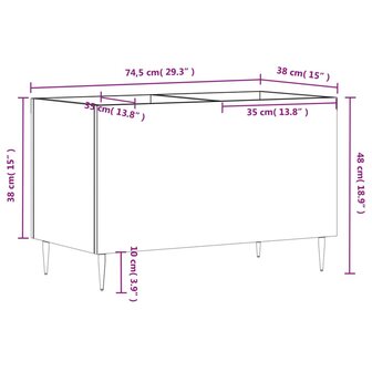 Platenkast 74,5x38x48 cm bewerkt hout grijs sonoma eikenkleurig 9