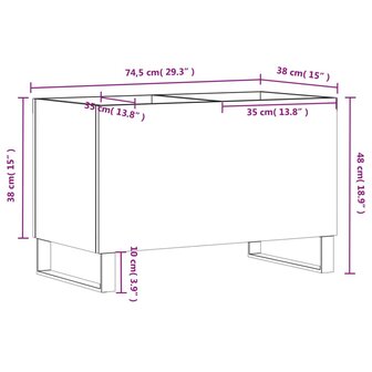Platenkast 74,5x38x48 cm bewerkt hout wit 9