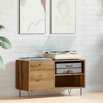 Platenkast 84,5x38x48 cm bewerkt hout artisanaal eikenkleur 3