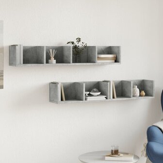 Wandkasten 2 st 99x18x16,5 cm bewerkt hout betongrijs 3