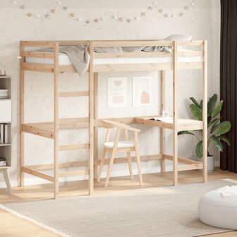 Hoogslaper met bureau massief grenenhout 90x200 cm 1