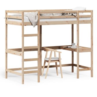 Hoogslaper met bureau massief grenenhout 90x200 cm 2