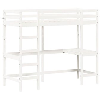 Hoogslaper met bureau massief grenenhout wit 75x190 cm 3