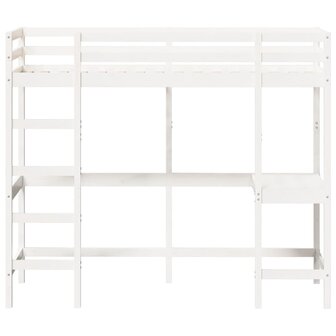 Hoogslaper met bureau massief grenenhout wit 75x190 cm 4