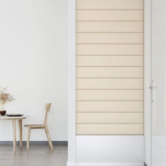 Wandpanelen 12 st 1,62 m&sup2; 90x15 cm fluweel cr&egrave;mekleurig 4