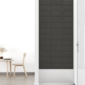 Wandpanelen 12 st 0,54 m&sup2; 30x15 cm fluweel donkergrijs 7