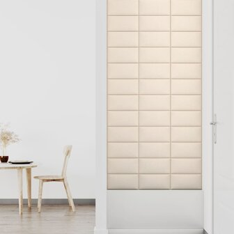 Wandpanelen 12 st 0,54 m&sup2; 30x15 cm fluweel cr&egrave;mekleurig 7