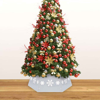 Kerstboomrok &Oslash;68x25 cm zilverkleurig en wit 3