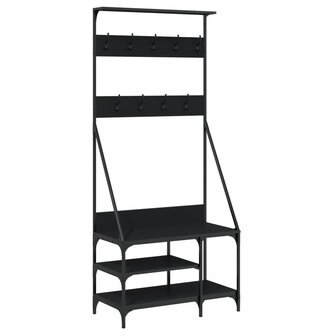 Kledingrek met schoenenrek 80x40x184 cm zwart 2