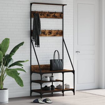 Kledingrek met schoenenrek 80x40x184 cm gerookt eikenkleurig 1