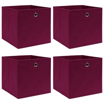 Opbergboxen 4 st 32x32x32 cm stof donkerrood 1