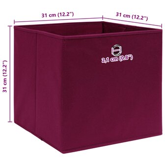 Opbergboxen 4 st 32x32x32 cm stof donkerrood 5