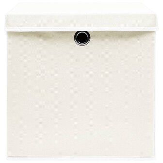 Opbergboxen met deksel 4 st 32x32x32 cm stof wit 4