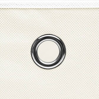 Opbergboxen met deksel 4 st 32x32x32 cm stof wit 5