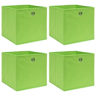 Opbergboxen 4 st 32x32x32 cm stof groen 1