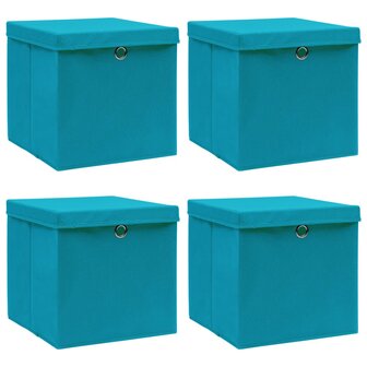  Opbergboxen met deksel 4 st 32x32x32 cm stof babyblauw 1