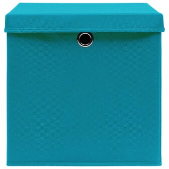  Opbergboxen met deksel 4 st 32x32x32 cm stof babyblauw 4