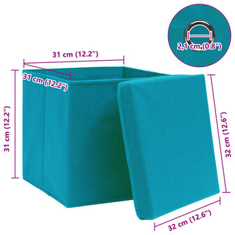  Opbergboxen met deksel 4 st 32x32x32 cm stof babyblauw 6