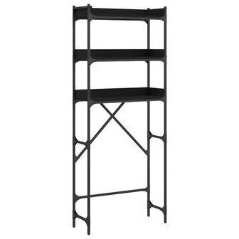 Wasmachinekast 67x25x163 cm bewerkt hout zwart 2