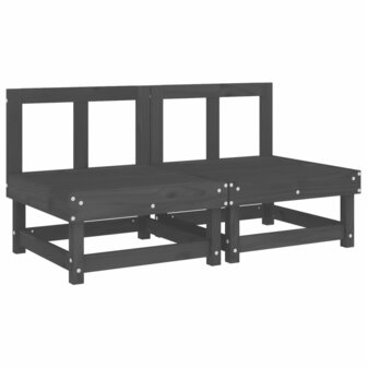 Tuinmiddenbanken 2 st massief grenenhout grijs 2