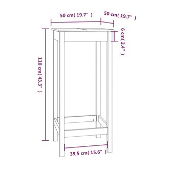 Bartafel 50x50x110 cm massief grenenhout 8