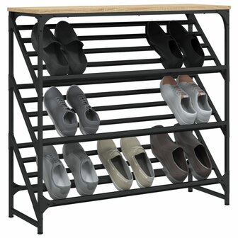 Schoenenrek 90x30x85 cm bewerkt hout sonoma eikenkleurig 3