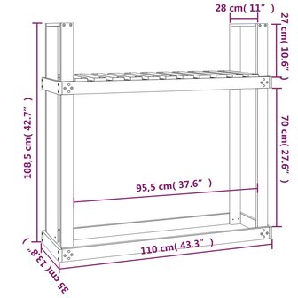 Haardhoutrek 110x35x108,5 cm massief grenenhout grijs 8