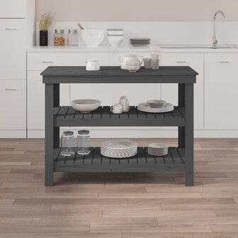 Werkbank 110,5x50x80 cm massief grenenhout grijs 3