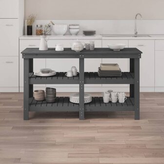 Werkbank 142,5x50x80 cm massief grenenhout grijs 3