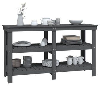 Werkbank 142,5x50x80 cm massief grenenhout grijs 4