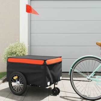 Fietstrailer 45 kg ijzer zwart en oranje 1