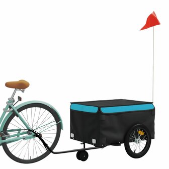 Fietstrailer 45 kg ijzer zwart en blauw 3