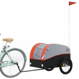 Fietstrailer 45 kg ijzer zwart en oranje 3