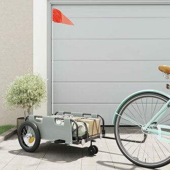 Fietstrailer oxford stof en ijzer grijs 1