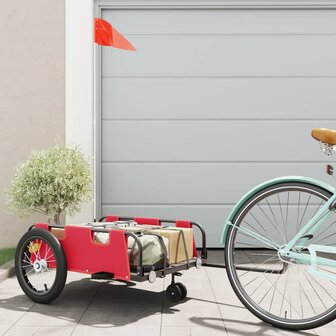 Fietstrailer oxford stof en ijzer rood 1