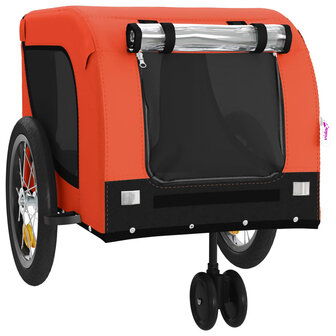 Hondenfietstrailer oxford stof en ijzer oranje en zwart 4