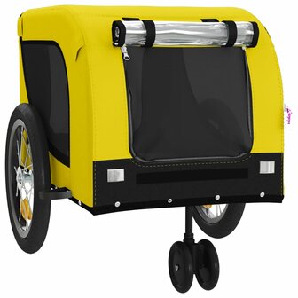 Hondenfietstrailer oxford stof en ijzer geel en zwart 4