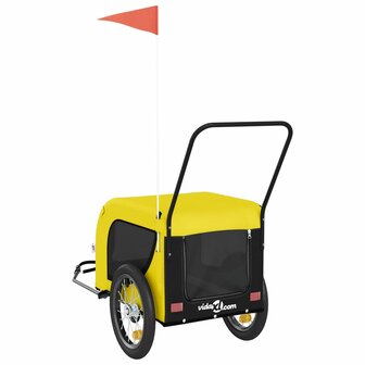 Hondenfietstrailer oxford stof en ijzer geel en zwart 7