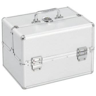 Make-up koffer 22x30x21 cm aluminium zilverkleurig  1