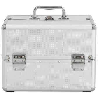 Make-up koffer 22x30x21 cm aluminium zilverkleurig  3