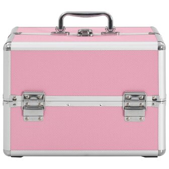 Make-up koffer 22x30x21 cm aluminium roze  3