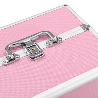 Make-up koffer 22x30x21 cm aluminium roze  5